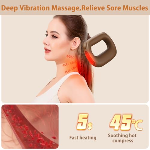 EAshuhe Hands-Free Mini Massage Gun with Heat & Waist Belt - Portable Deep Tissue Percussion Massager for Neck Shoulder Mu...