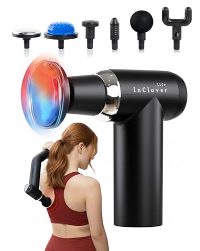 InClover Life Massage Gun with Detachable Extension Handle for Deep Tissue Muscle Massage – Handheld Back & Shoulder Percu...
