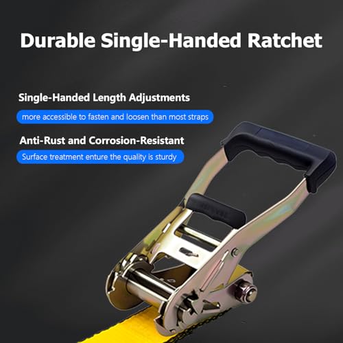 2 Inch Ratchet Straps Heavy Duty，20ft Tie Down Straps Ratchet with Double J Hook, 10000lbs Break Strength, Cargo Ratchet S...