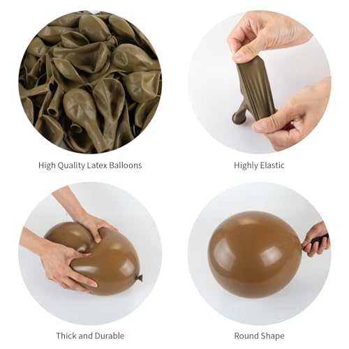 Dark Brown Balloons, 140pcs 18 12 10 5 Inch Different Sizes Pack Party Latex Balloons for BOHO Birthday Halloween Holiday ...