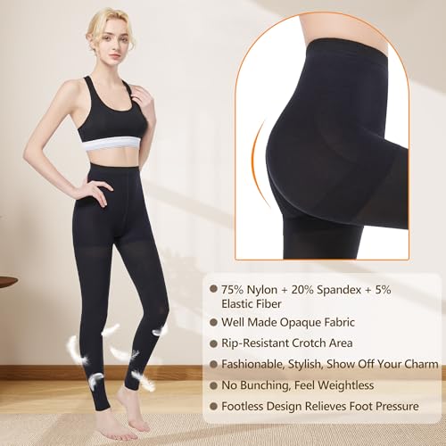 Myshear Medical Compression Tights Women, 20-30 mmHg Graduated Compression Pantyhose Men, Footless Compression Stockings, ...