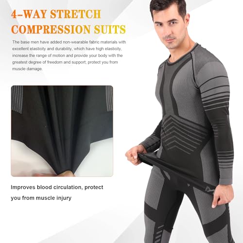 MeetHoo Mens Thermal Underwear Set Seamless Fleece Lined Base Layer Sports Long Johns Winter Gear Running Skiing