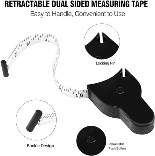 3PCS Body Measure Tape 60 inch (150cm), Automatic Telescopic Fat Measure for Body Measurement & Weight Loss to Track Weigh...