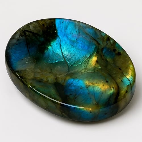 Amazing Gemstone Labradorite Thumb Worry Stone, Anxiety Stone, Healing Crystals - Piedra Crystal Fidget for Gift, Meditati...