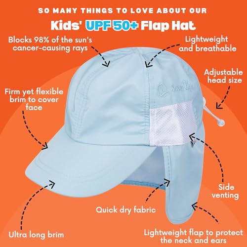 SwimZip Sun Hat with Neck Flap | UPF 50+ Protection for Baby, Toddler, and Kids