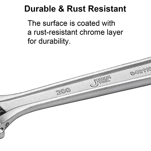 Jetech 8-Inch Adjustable Wrench - Professional Heavy Duty Spanner Chrome Vanadium Steel Shifter Spanner with Metric Scale ...