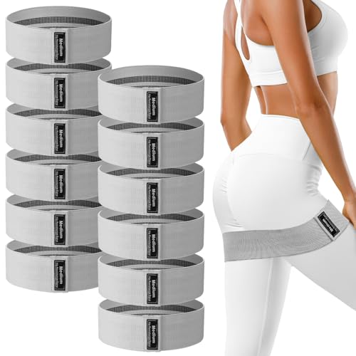 12 Pcs Fabric Resistance Bands for Working Out Booty Workout Stretch Exercise Bands Non Slip for Legs Squat Resistance Loo...