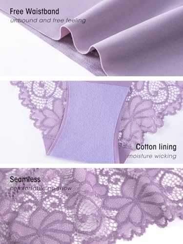 DHFBABY Sexy Cheeky Womens Underwear Comfortable Seamless Panties Luxurious Lace Bikini Briefs