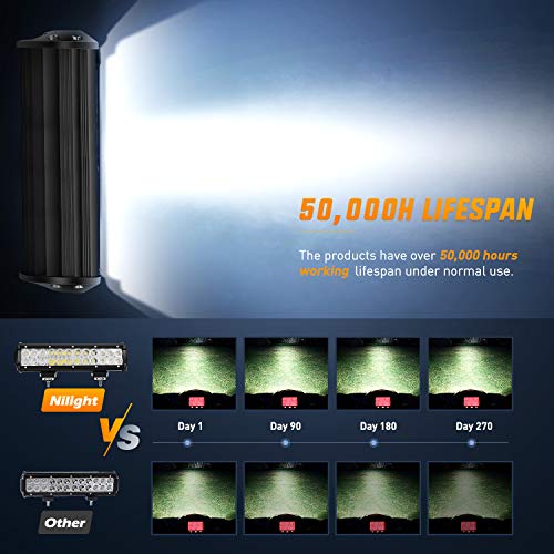 Nilight 12 Inch 72W Spot Flood Combo Led Light Bar 2Pcs 4Inch 18W Flood LED Pods Fog Lights Off Road with Wiring Harness K...