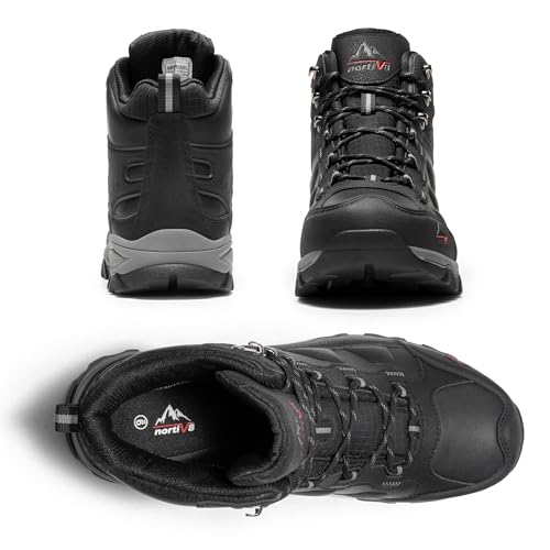 NORTIV 8 Men's Waterproof Hiking Boots Outdoor Trekking Lightweight Mountaineering Leather Shoes