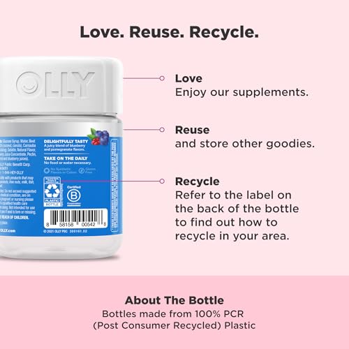 OLLY Glowing Skin Gummy, Hydrated & Youthful Skin,* Hyaluronic Acid, Collagen Peptides, Sea Buckthorn, Plump Berry Flavor,...