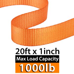 JCHL Sturdy 20-foot-by-1-inch Tie Down Strap Lashing Strap Cargo Tie-Down Strap Padded Cam Lock Buckle 1000lbs Capacity (...