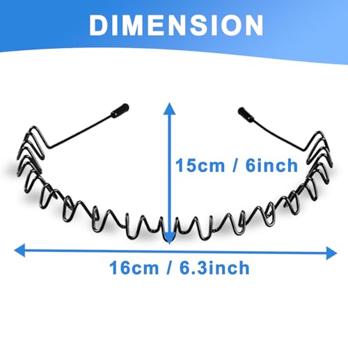 KELUBATU Metal Headbands for Men & Women, Metal Wavy Spring Hair Band, Adjustable Non-Slip Hair Hoop for Sports/Workout/Ru...
