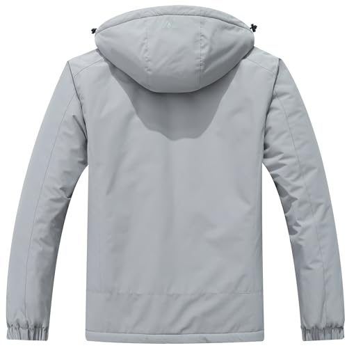 MAOYSSEN Men's Waterproof Ski Jacket — Padded Warm Lined Winter Jacket, Detachable-Hood Parker Windproof Jacket