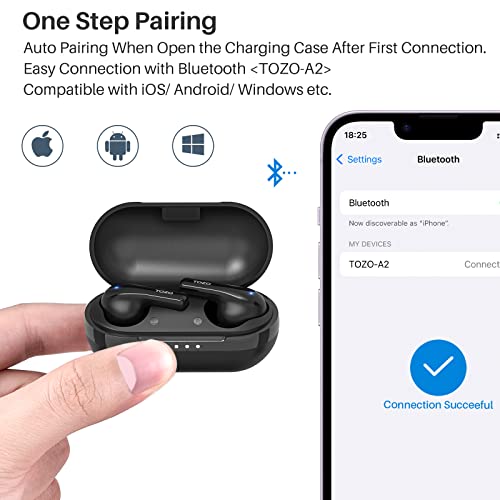 TOZO A2 Mini Wireless Earbuds Bluetooth 5.3 in Ear Light-Weight Headphones Built-in Microphone, IPX5 Waterproof, Immersive...
