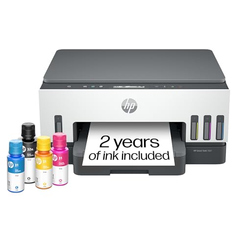 HP Smart Tank 7001 Wireless All-in-One Ink Tank Printer, Scanner, Copier with 2 Years of Ink Included, Best-for-Home Offic...