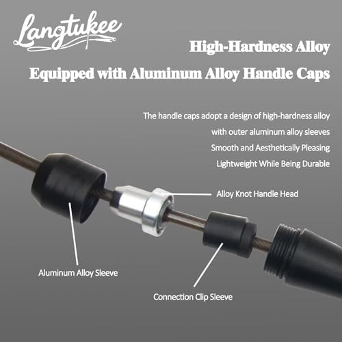LANGETUKEE Speed Jump Rope - Professional Aluminum Alloy Skipping Rope with 360° Bearings - Adjustable 4mm Steel Cable for...