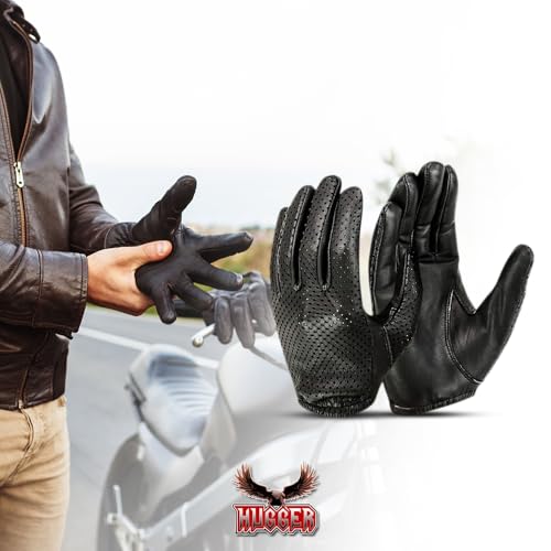 Hugger Glove Company Men's Air Pro Sport Motorcycle, Driving, Police Patrol Summer Glove Water Resistant Leather