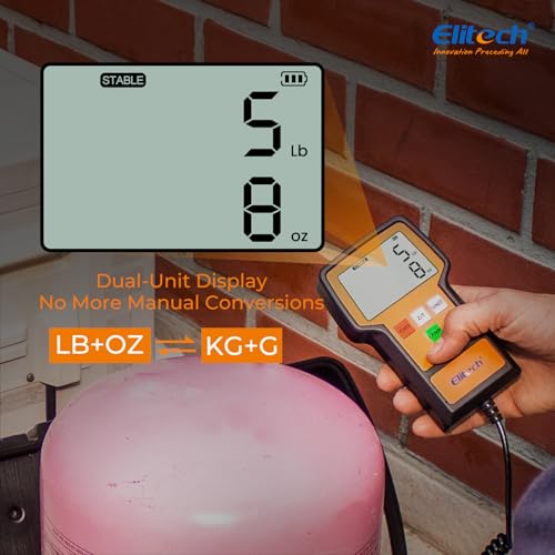Elitech Refrigerant Scale 110 Lbs – High Precision HVAC Freon Scale with LB+OZ Dual-Unit Display, Electronic Charging Weig...