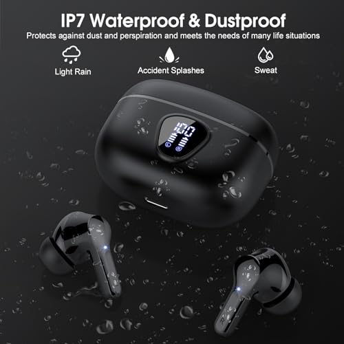 Wireless Earbuds, Bluetooth 5.4 Headphones HiFi Stereo, Bluetooth Earbuds with ENC Noise Cancelling Mic, IP7 Waterproof in...