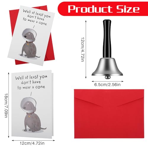 QFGasre Hand Bell Funny Get Well Gifts for Women Men And Humor Speedy Recovery Card Silver Bells With Envelope for Food Li...