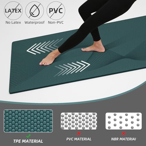 ILILI Yoga Mat, 72x25×0.3 Inch, Non-Slip, TPE Exercise Mat, Tear-Resistant, Fitness Yoga Mat with Carrying Strap, Ideal fo...