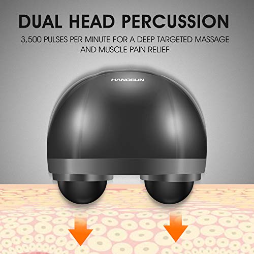 HANGSUN Handheld Neck Back Massager for Pain Relief Deep Tissue, Electric Double Head Percussion Massage MG460 for Shoulde...