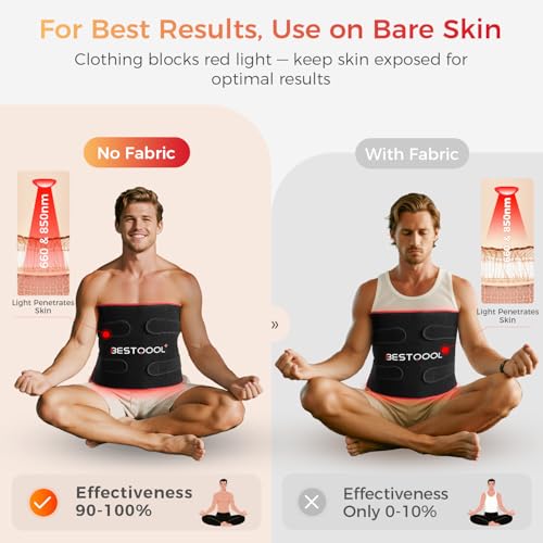 BestQool Red Light Therapy for Body, Dual Chip 660nm 850nm Red Near Infrared Light with Timer, Large Pads Belt Wearable Wr...