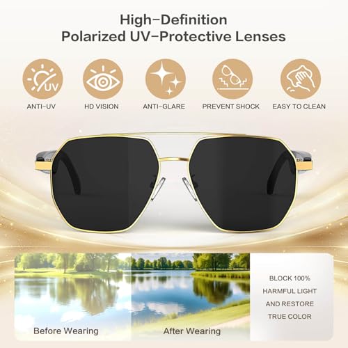AI Smart Glasses with Chat GPT, AI Translation Glasses with 164 Language, Classic Aviator Sunglasses with Voice Assistant/...
