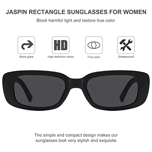 JASPIN Rectangle Sunglasses for Women Men Trendy Y2k Retro 90s Sun Glasses UV Protection Cool Square Frame