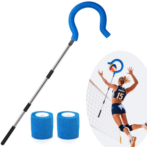 Adjustable Volleyball Spike Trainer with Question Mark Hook, Portable Lightweight Hitting Trainer for Serving, Spiking & J...