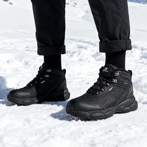 BAIBAO A-S Men's Waterproof Snow Boots Winter Hiking Boots with Crystal Long-Pile Fur Lining | Non-Slip Turbine Grip Insol...