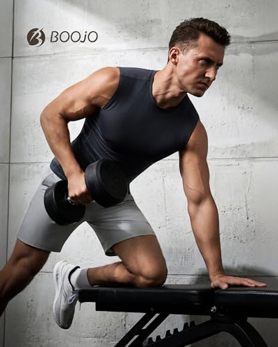 BOOJO 5 Pack Compression Shirt Men - Sleeveless Tank Top Workout Athletic Gym Quick Dry Base Layer Udershirts for Running