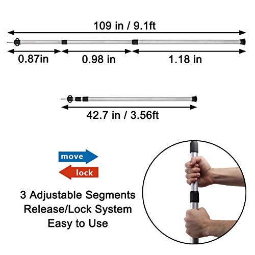 Sunnyglade 2 Pcs Adjustable Tarp Poles, Silver , Telescoping Aluminum Rods Portable Awning Poles for Camping,Backpacking,H...