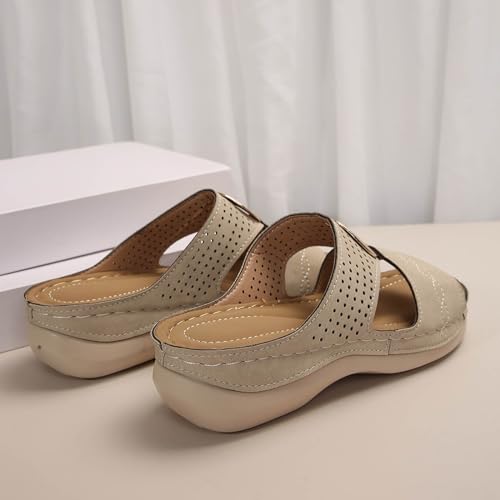 JEUROT Walking Sandals for Women Open Toe Slip On Wedge Slides Arch Support Orthopedic Sandal Memory Foam Platform Shoes