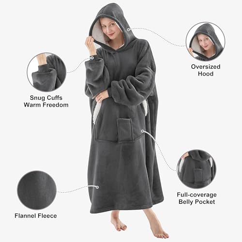 NORD ECO Wearable Blanket Hoodie, Birthday Christmas Gifts for Women Mom Girlfriend, Oversized Cozy and Giant Flannel Sher...