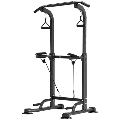 Trlakepreble Power Tower Pull Up Bar,Pull-Up Rack Dip Station,Height Adjustable Multi-functional Home Strength Training Gy...