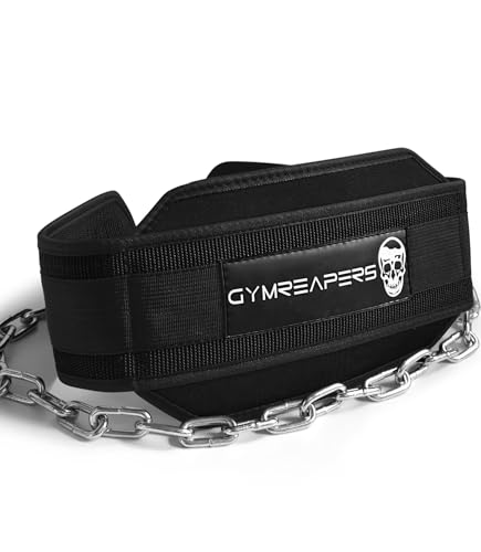 Gymreapers Dip Belt With Chain For Weightlifting, Pull Ups, Dips - Heavy Duty Steel Chain For Added Weight Training
