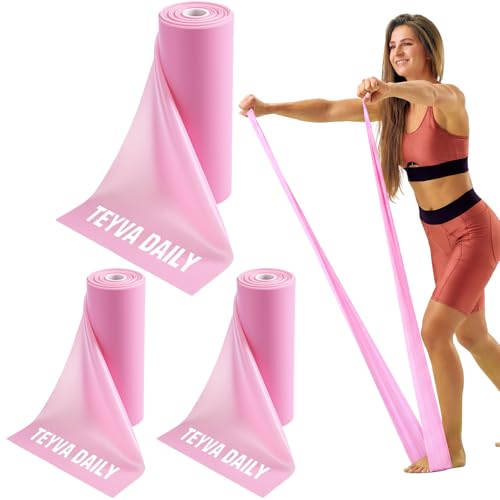 Teyva Daily 3 Pack 8 Yards Resistance Band No Latex Elastic Exercise Bands Roll Physical Therapy Band for Women Men Streng...