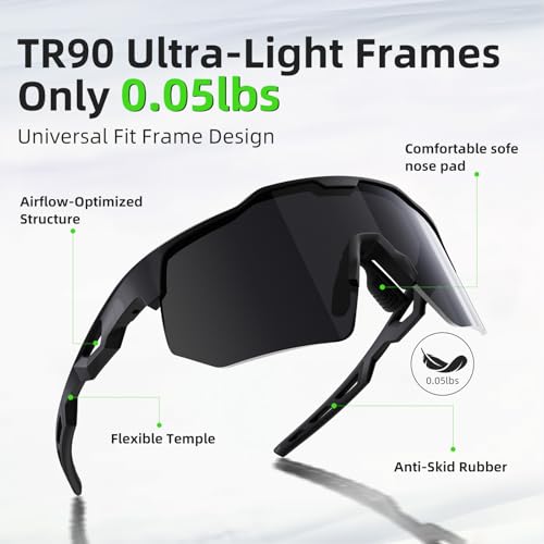 HAAYOT Polarized Sports Sunglasses for Men Women UV Protection Baseball Cycling Running Driving Fishing Glasses