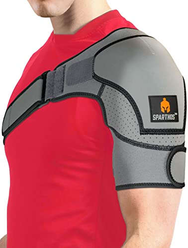 Sparthos Shoulder Brace - Adjustable Support Sleeve for Torn Rotator Cuff, AC Joint Relief, Shoulder Stability & Compressi...