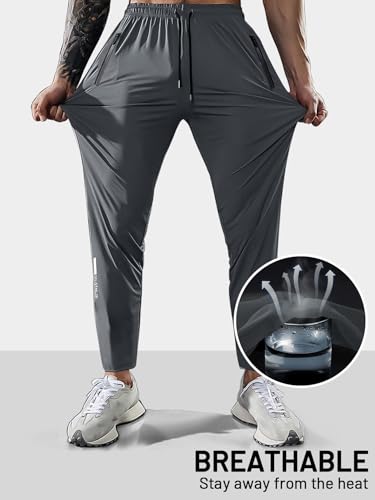 Hidkat Men's Hiking Pants Quick-Dry Lightweight Sweatpants Outdoor Fishing Pants Water Resistant with Zipper Pockets