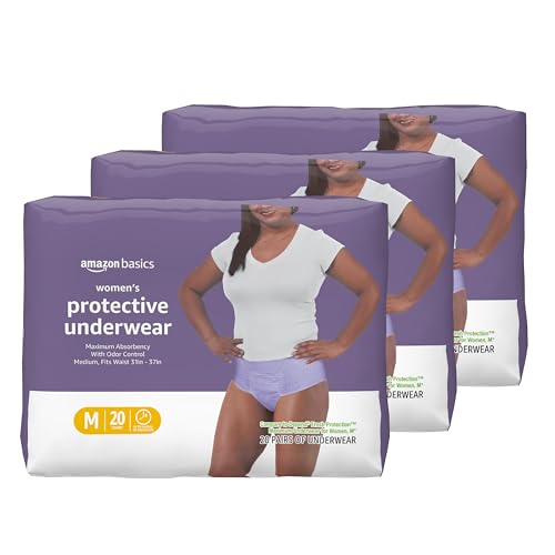 Amazon Basics Incontinence Underwear for Women, Protective, Disposable, Postpartum, Maximum Absorbency, Medium, Lavender, ...