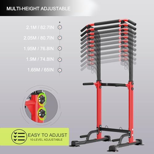 Trlakepreble Power Tower Pull Up Bar,Pull-Up Rack Dip Station,Height Adjustable Multi-functional Home Strength Training Gy...
