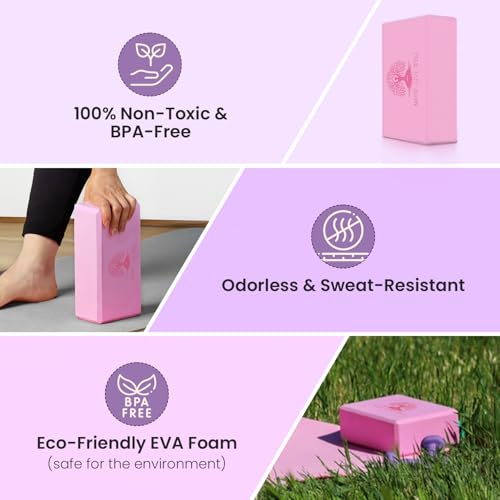 MHW - LIVE WELL EVA Foam Yoga Block, High Density Foam Exercise Block - Lightweight Pilates Block - 9.06 x 5.91 x 2.95 Inc...