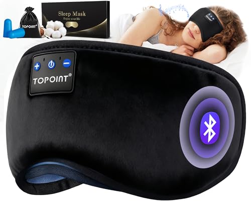 TOPOINT Sleep Mask with Headphones Bluetooth 5.4 Wireless, Sleep Headphones Earphones Earbuds with Microphone HD Speakers ...