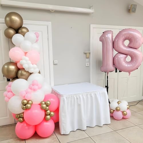 Pastel Pink 1 Balloons, 40 Inch Giant Light Pink Helium Foil Number 0-9 for Girls, Self Inflating 1st Birthday Balloon for...