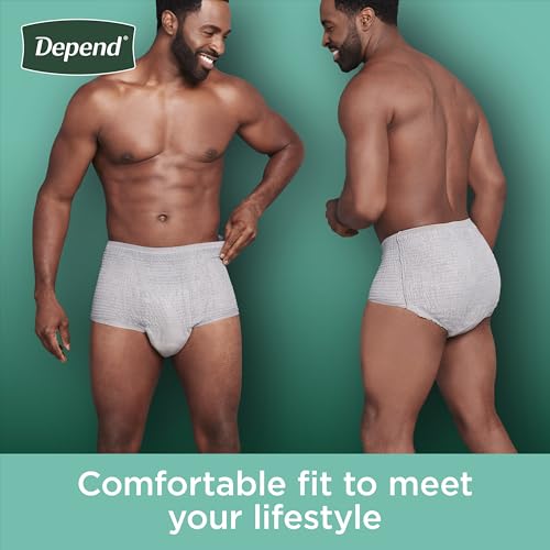 Depend Fresh Protection Adult Diapers, Incontinence Underwear for Men, Disposable, Maximum, Extra-Extra-Large, Grey, 44 Co...