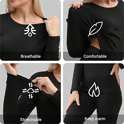 PISIQI Thermal Underwear Women Ultra-Soft Long Johns Set Base Layer Skiing Winter Warm Top & Bottom
