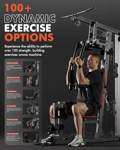 Mikolo Home Gym, Workout Station with 150LBS Weight Stack, Multifunctional Home Gym Equipment, Exercise Equipment for Full...